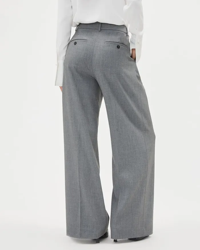 RWandCO Wide Leg Grey WideLeg HighRise Pant Medium Grey Mix 8211 Women RWandCO Wide Leg Grey WideLeg HighRise Pant Medium Grey Mix 8211 Women