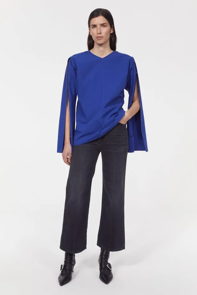 Saar Cotton Blouse Workwear Blue Women Rodebjer Shirts and Blouses