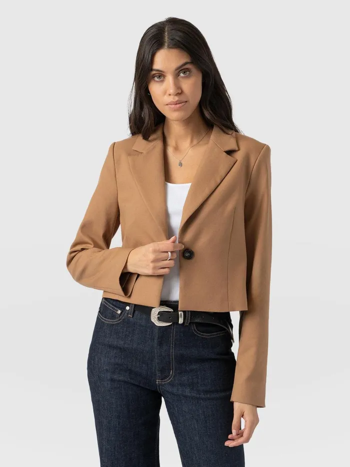 Saint And Sofia Blazers Women Astrid Crop Blazer 8211 Camel Camel