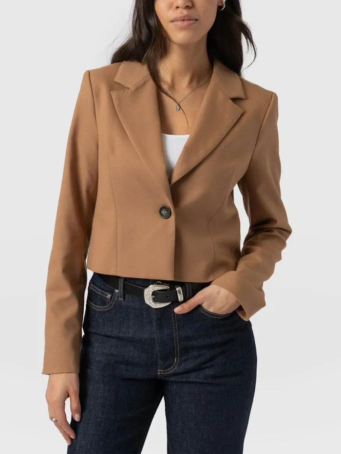 Saint And Sofia Blazers Women Astrid Crop Blazer 8211 Camel Camel