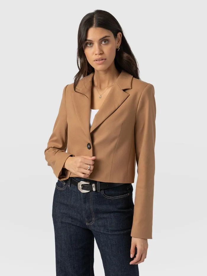 Saint And Sofia Blazers Women Astrid Crop Blazer 8211 Camel Camel