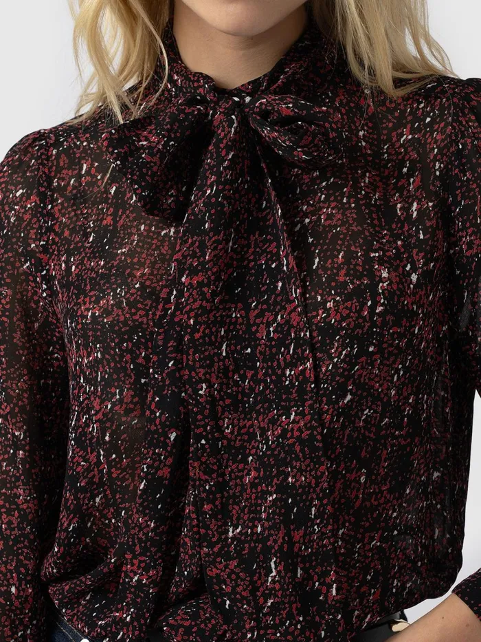 Saint And Sofia Blouses and Shirts Women Paxton Pussybow Blouse 8211 Red Ditsy Leopard Red Ditsy Leopard