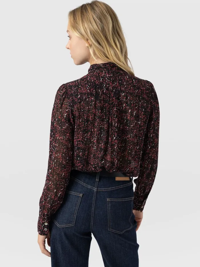 Saint And Sofia Blouses and Shirts Women Paxton Pussybow Blouse 8211 Red Ditsy Leopard Red Ditsy Leopard