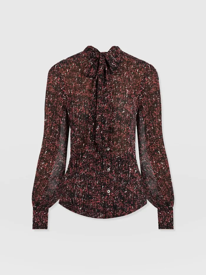 Saint And Sofia Blouses and Shirts Women Paxton Pussybow Blouse 8211 Red Ditsy Leopard Red Ditsy Leopard
