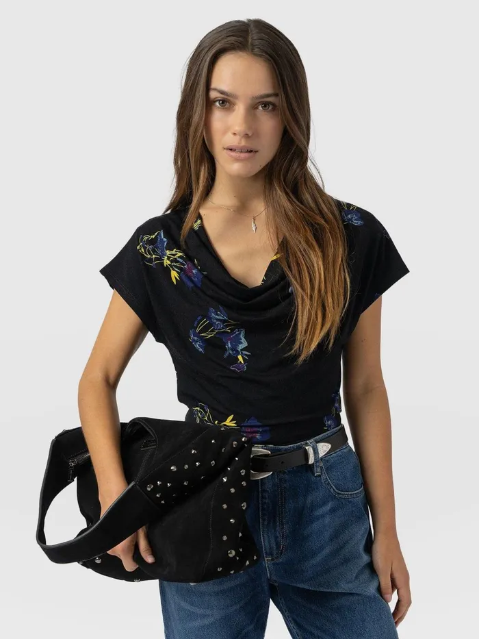 Saint And Sofia Casual Tops Women Cowl Neck Tee 8211 Blue Lily Gardens Blue Lily Gardens