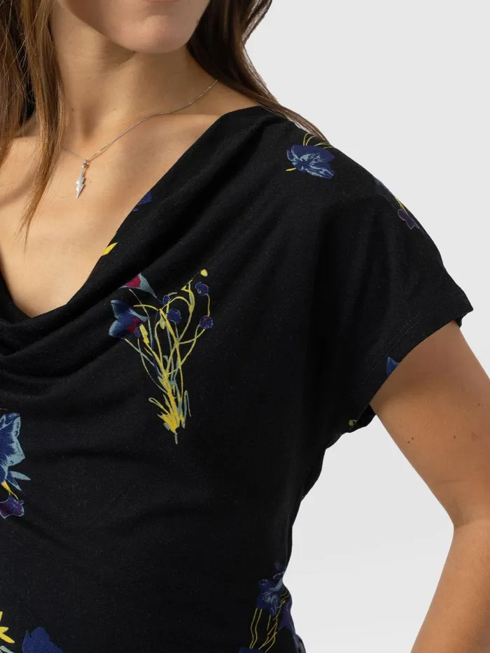 Saint And Sofia Casual Tops Women Cowl Neck Tee 8211 Blue Lily Gardens Blue Lily Gardens