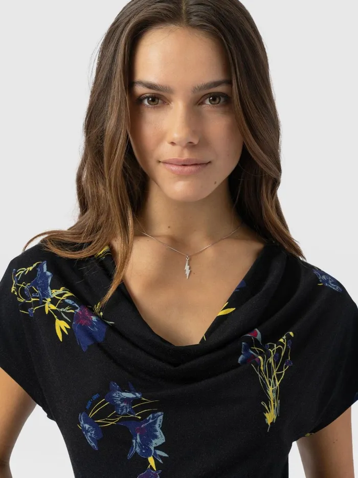 Saint And Sofia Casual Tops Women Cowl Neck Tee 8211 Blue Lily Gardens Blue Lily Gardens