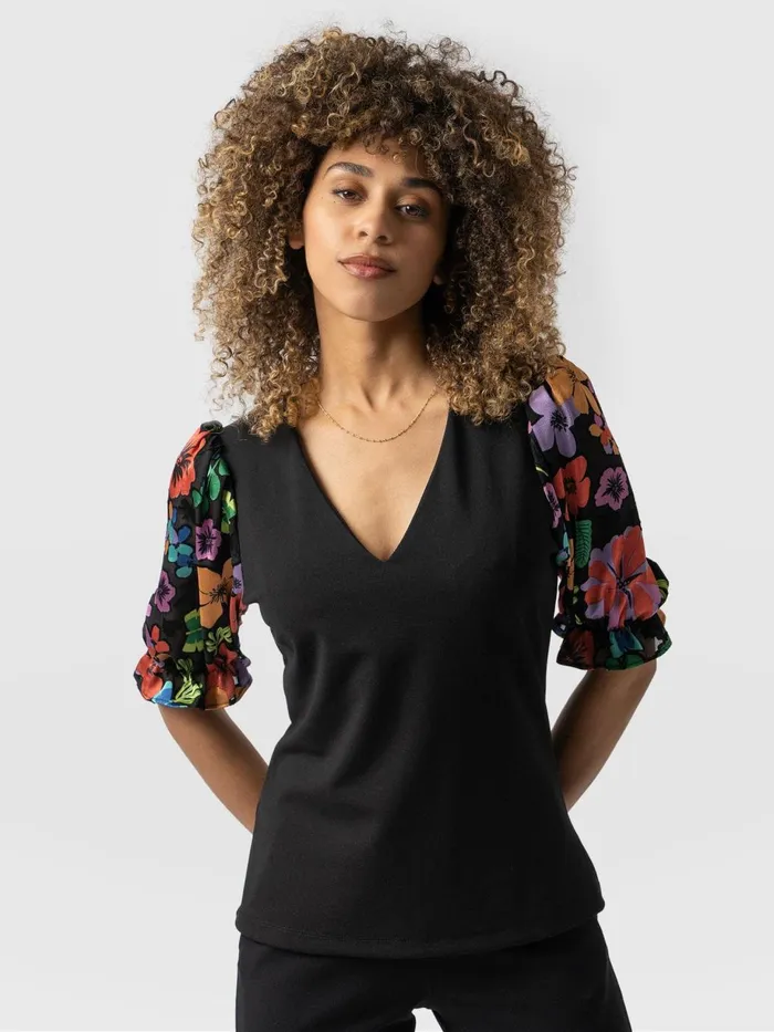 Saint And Sofia Casual Tops Women Tori Puff Sleeve Top 8211 Black Pop Floral Black Pop Floral Saint And Sofia Casual Tops Women Tori Puff Sleeve Top 8211 Black Pop Floral Black Pop Floral