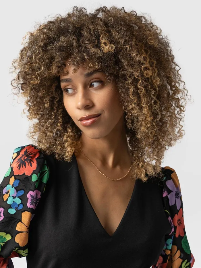 Saint And Sofia Casual Tops Women Tori Puff Sleeve Top 8211 Black Pop Floral Black Pop Floral