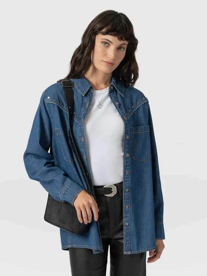 Saint And Sofia Denim and Jeans Women Sidney Denim Shirt 8211 Mid Blue Mid Blue