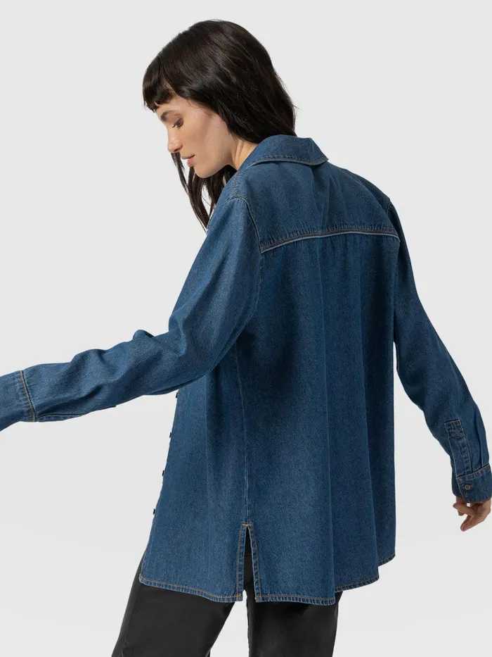 Saint And Sofia Denim and Jeans Women Sidney Denim Shirt 8211 Mid Blue Mid Blue