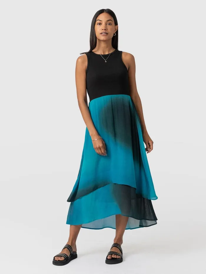 Saint And Sofia Dresses Women Etta Layered Dress 8211 Blue Coral Blue Coral
