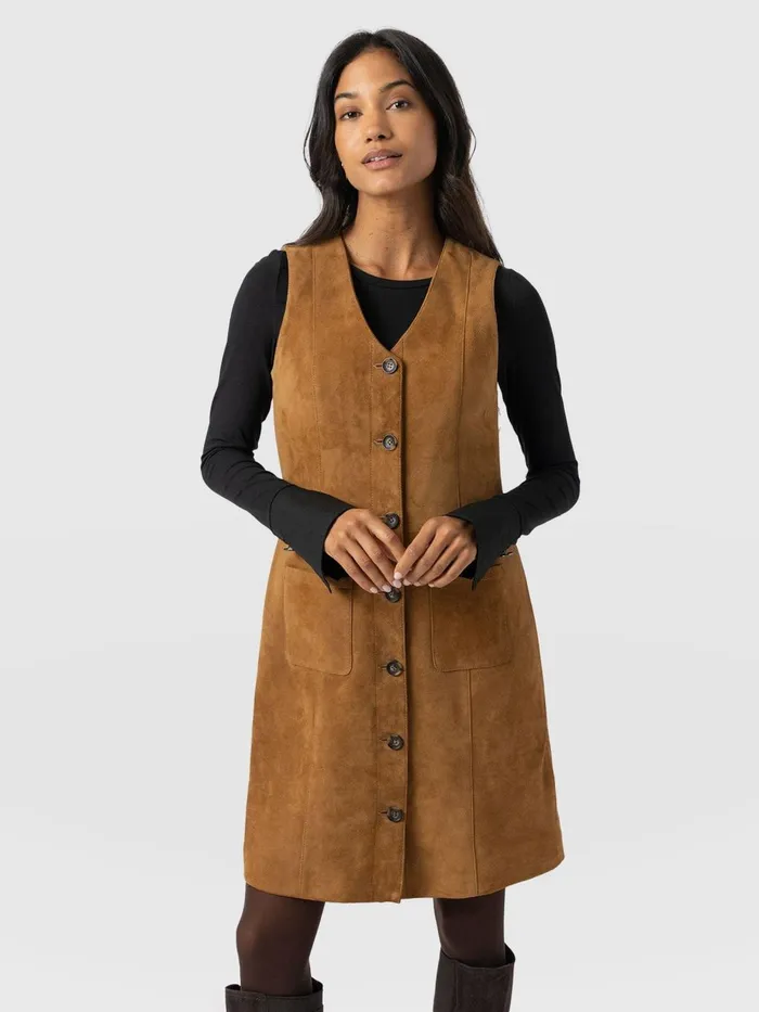 Saint And Sofia Dresses Women Luther Suede Mini Dress 8211 Camel Camel