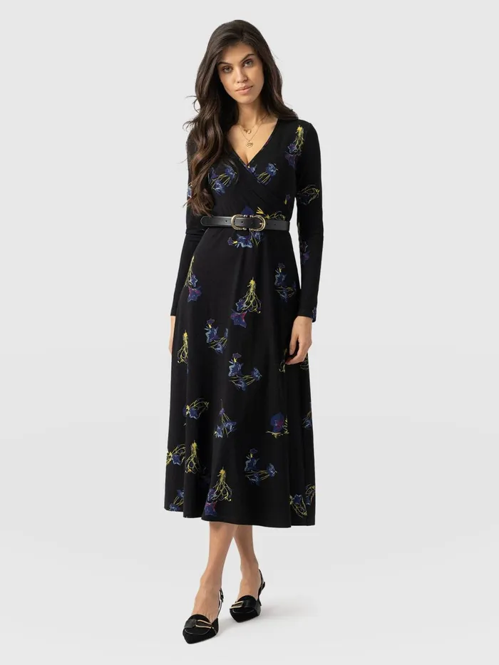 Saint And Sofia Dresses Women Maggie Wrap Midi Dress 8211 Blue Lily Gardens Blue Lily Gardens
