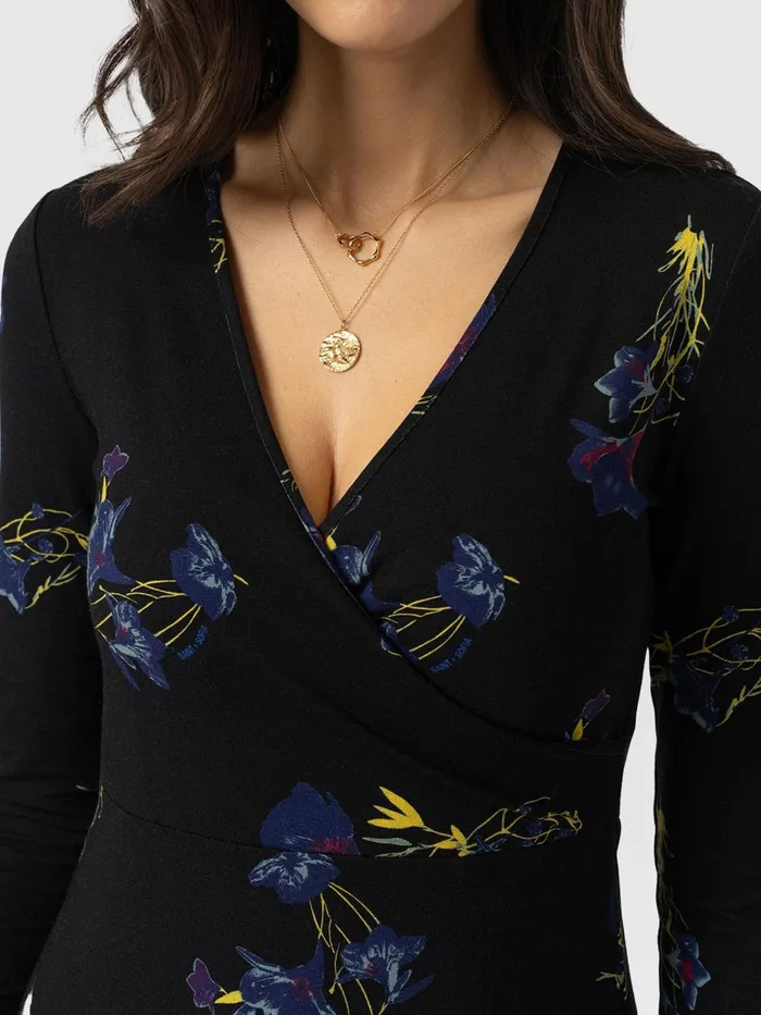 Saint And Sofia Dresses Women Maggie Wrap Midi Dress 8211 Blue Lily Gardens Blue Lily Gardens