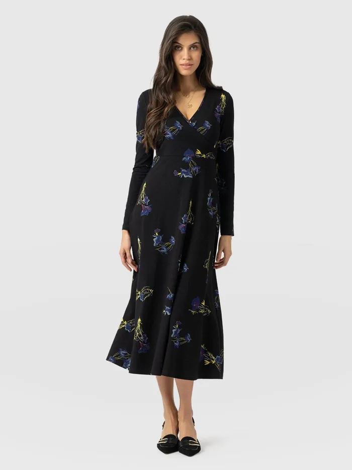 Saint And Sofia Dresses Women Maggie Wrap Midi Dress 8211 Blue Lily Gardens Blue Lily Gardens