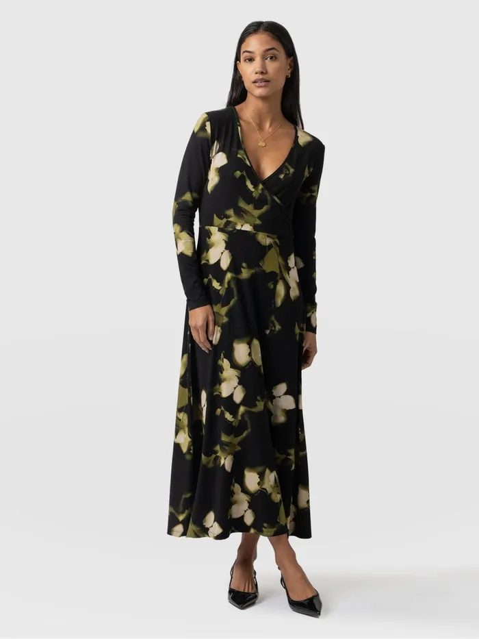 Saint And Sofia Dresses Women Maggie Wrap Midi Dress 8211 Green Aurora Green Aurora