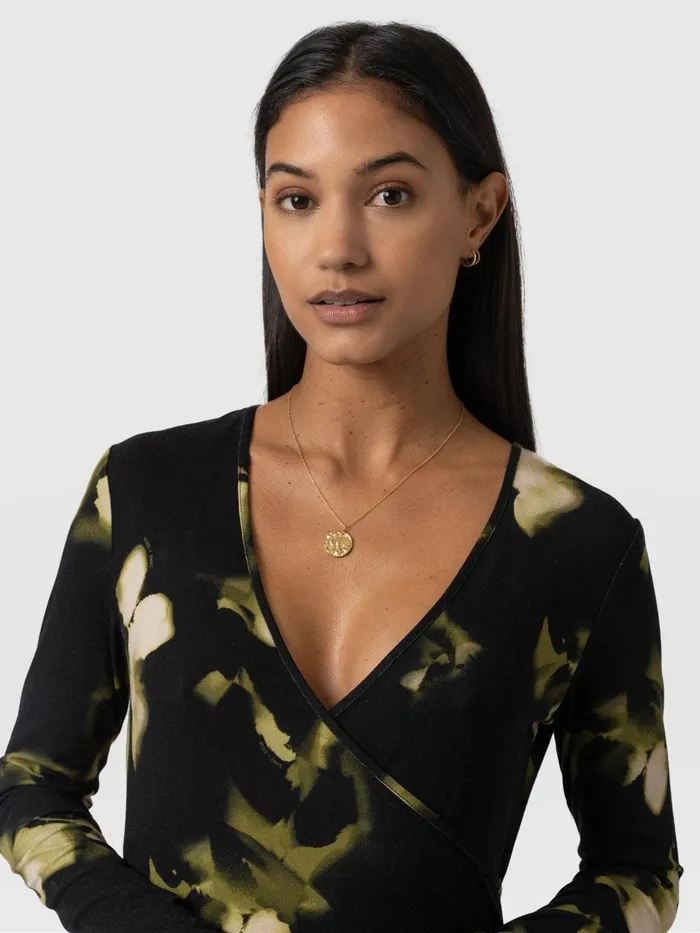 Saint And Sofia Dresses Women Maggie Wrap Midi Dress 8211 Green Aurora Green Aurora