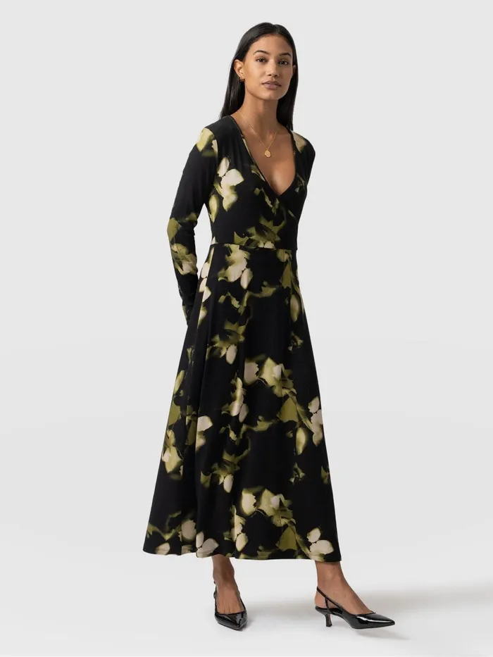Saint And Sofia Dresses Women Maggie Wrap Midi Dress 8211 Green Aurora Green Aurora