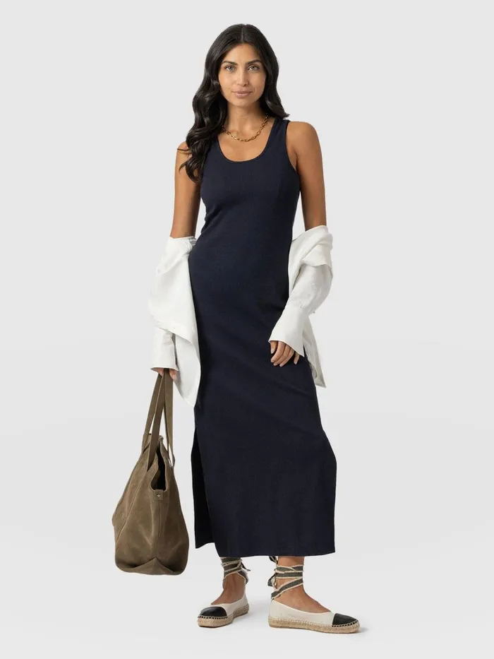 Saint And Sofia Dresses Women Sleeveless Rib Dress 8211 Navy Navy