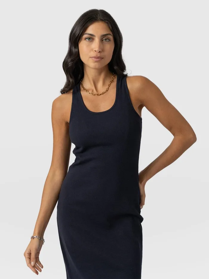 Saint And Sofia Dresses Women Sleeveless Rib Dress 8211 Navy Navy