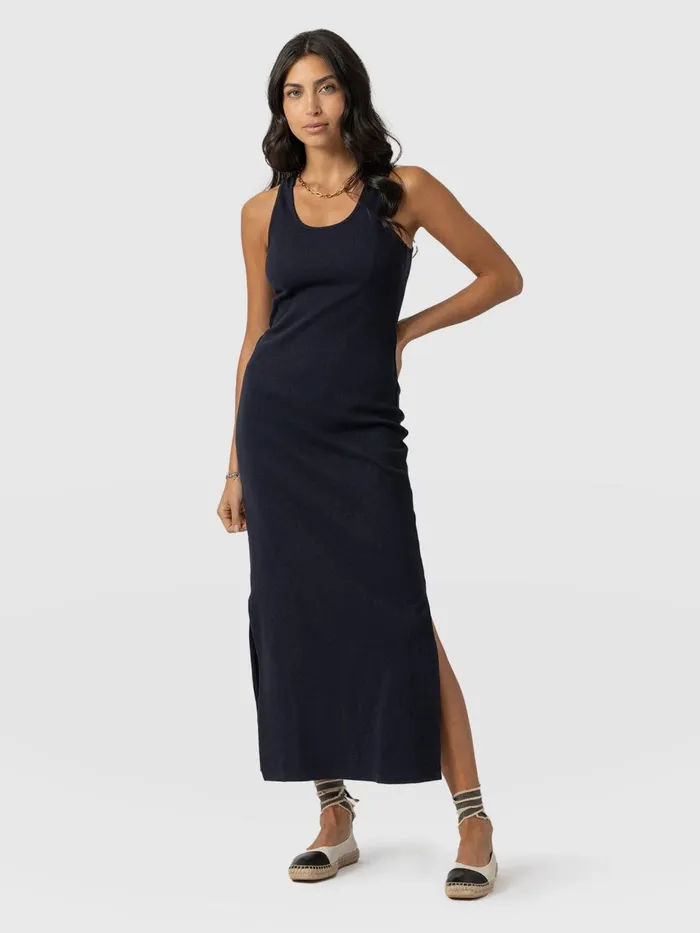 Saint And Sofia Dresses Women Sleeveless Rib Dress 8211 Navy Navy