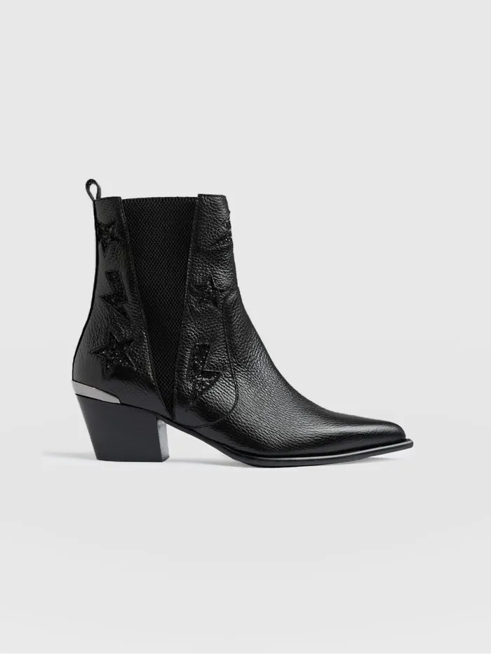 Saint And Sofia Leather Women Billie Rock Boot 8211 Black Black