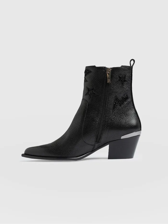 Saint And Sofia Leather Women Billie Rock Boot 8211 Black Black