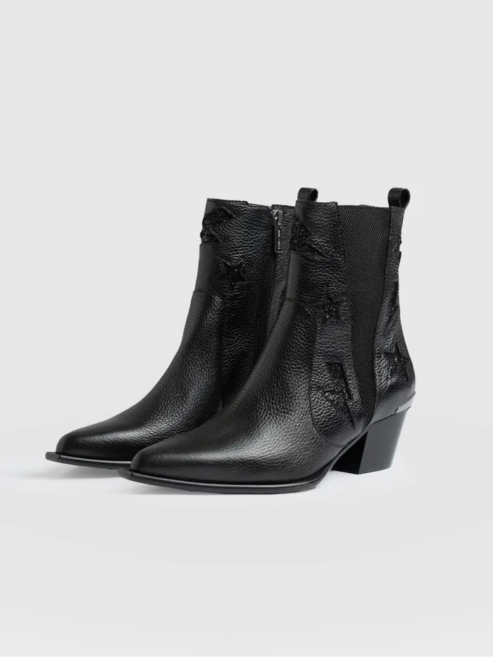 Saint And Sofia Leather Women Billie Rock Boot 8211 Black Black