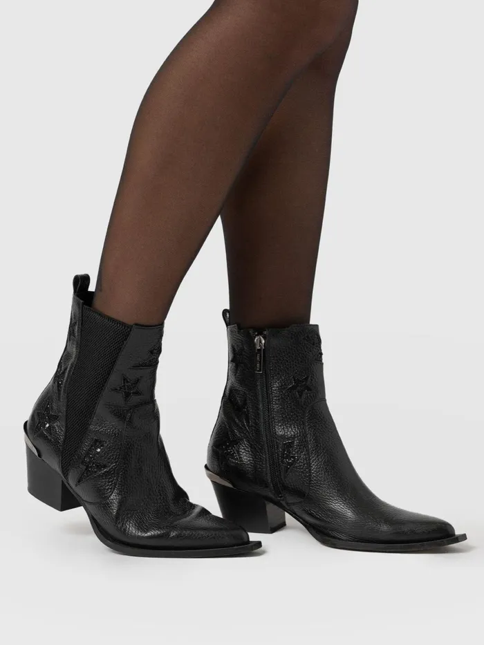 Saint And Sofia Leather Women Billie Rock Boot 8211 Black Black