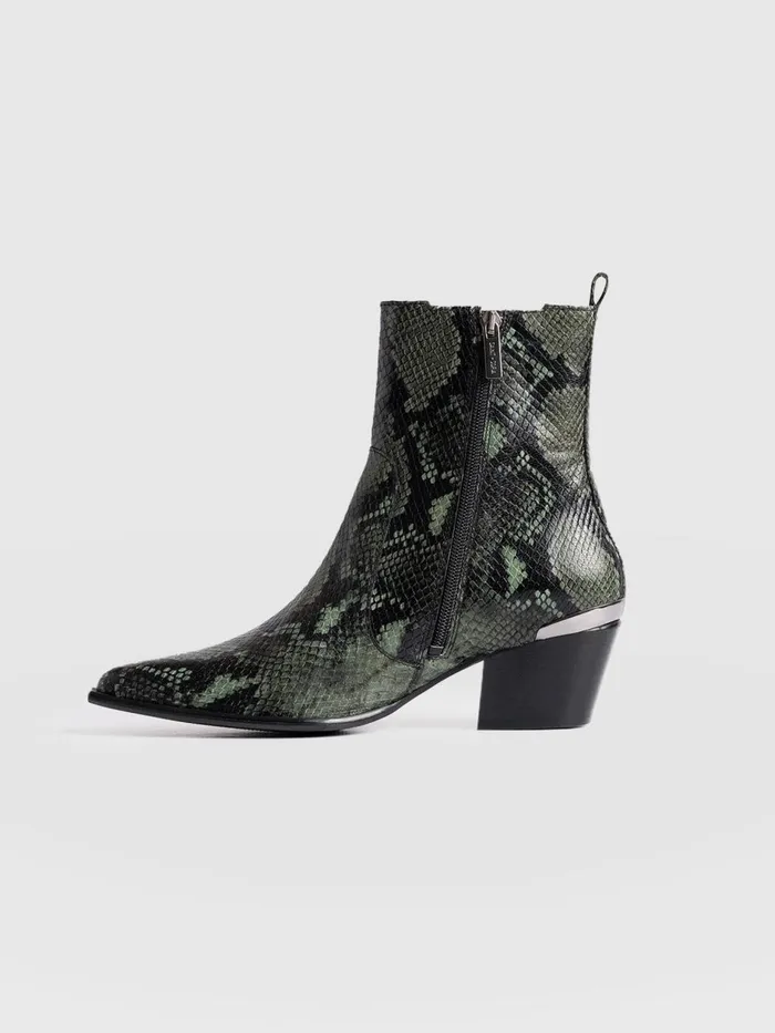 Saint And Sofia Leather Women Billie Snake Boot 8211 Green Green