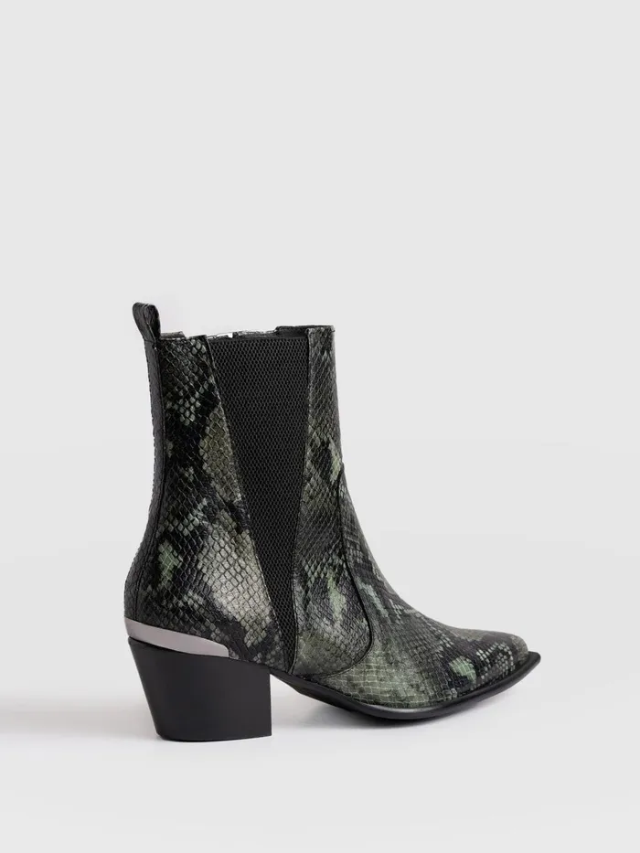 Saint And Sofia Leather Women Billie Snake Boot 8211 Green Green
