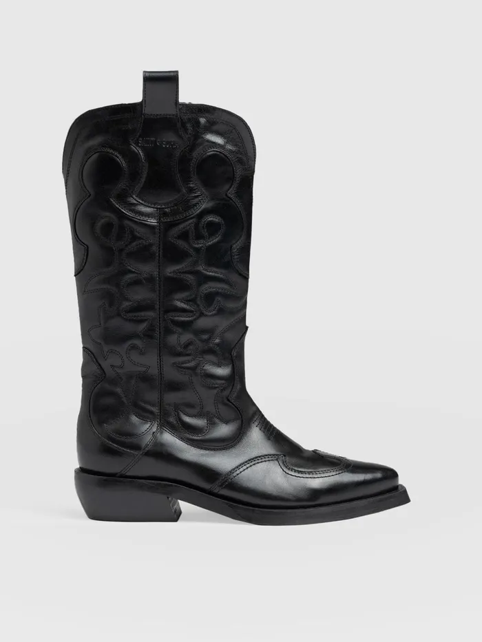Saint And Sofia Leather Women Kansas Western Boot 8211 Black Black