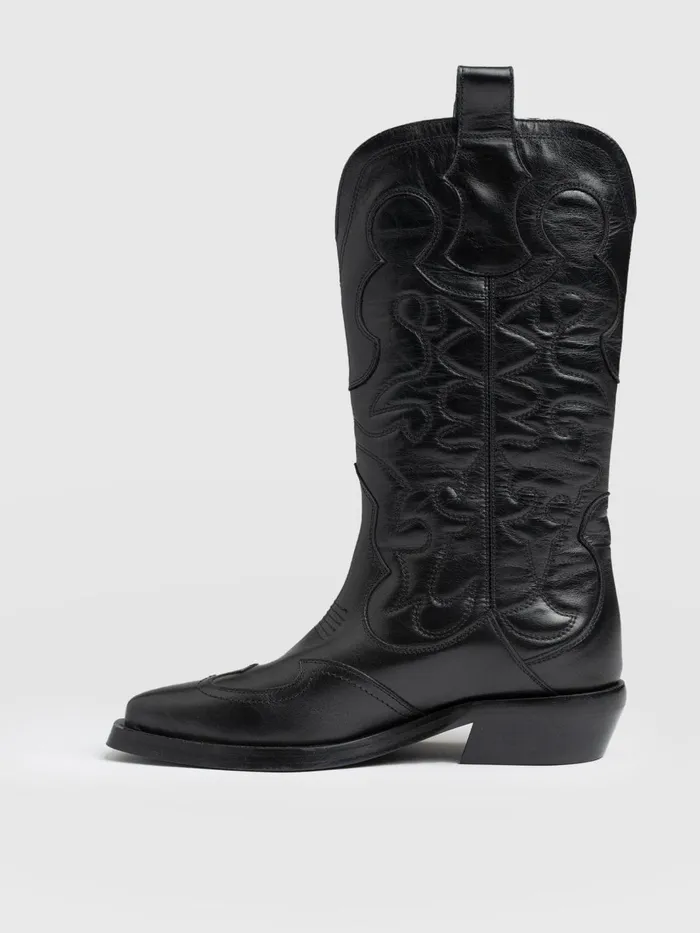 Saint And Sofia Leather Women Kansas Western Boot 8211 Black Black