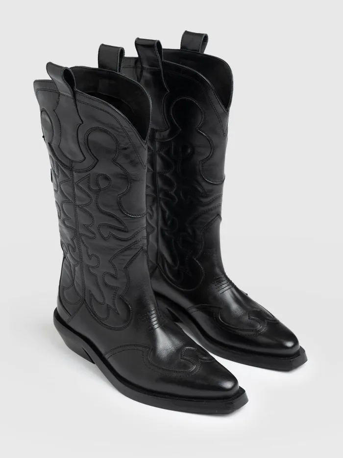 Saint And Sofia Leather Women Kansas Western Boot 8211 Black Black
