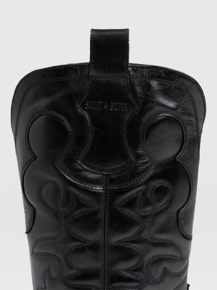 Saint And Sofia Leather Women Kansas Western Boot 8211 Black Black