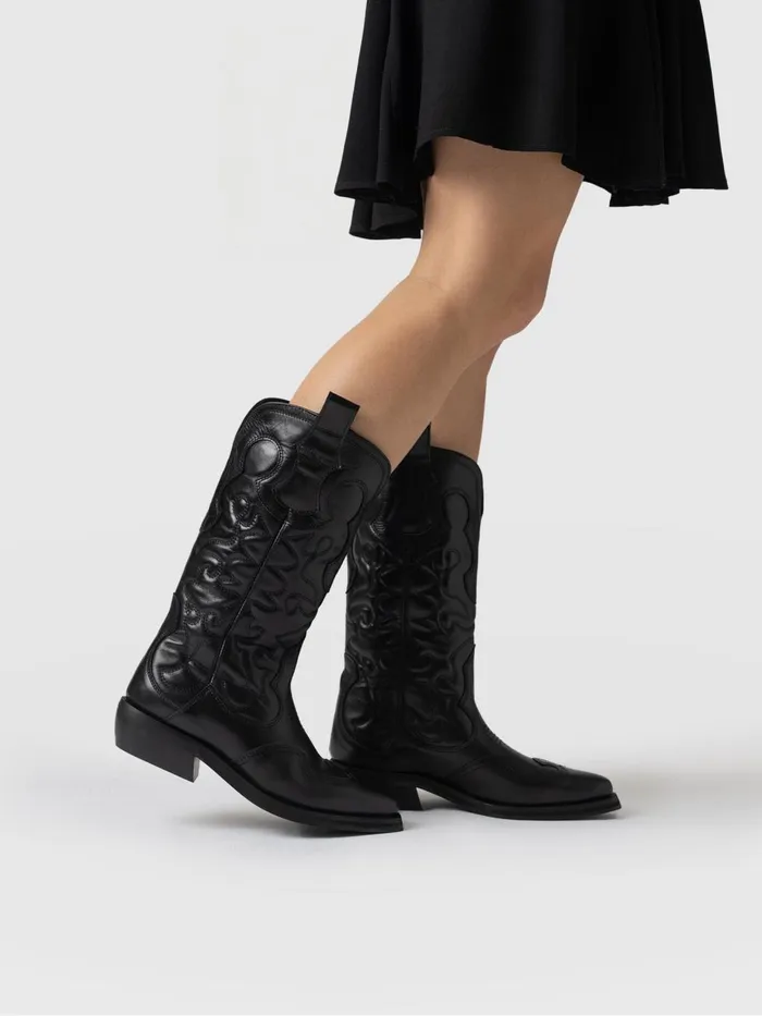 Saint And Sofia Leather Women Kansas Western Boot 8211 Black Black
