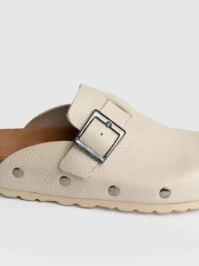 Saint And Sofia Leather Women Studded Clogs 8211 Cream Cream