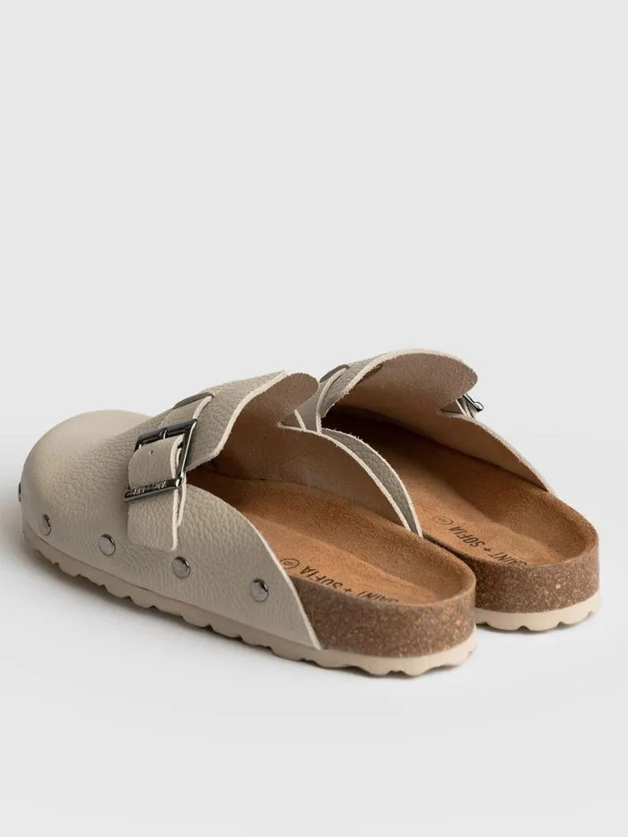 Saint And Sofia Leather Women Studded Clogs 8211 Cream Cream