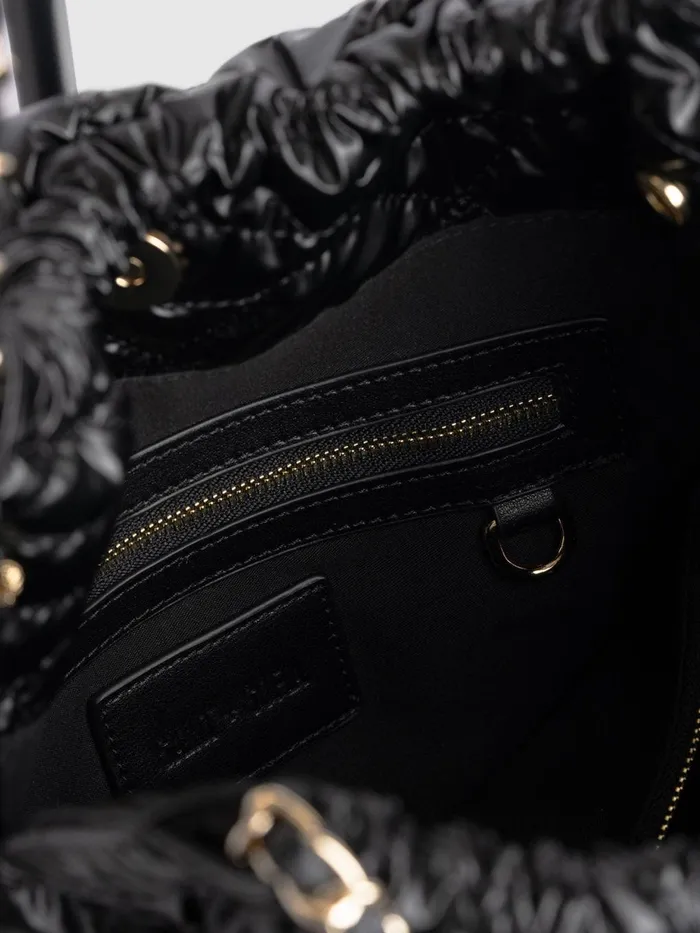 Saint And Sofia Nylon Bags Women Camilla Drawstring Tote Bag 8211 Black Black