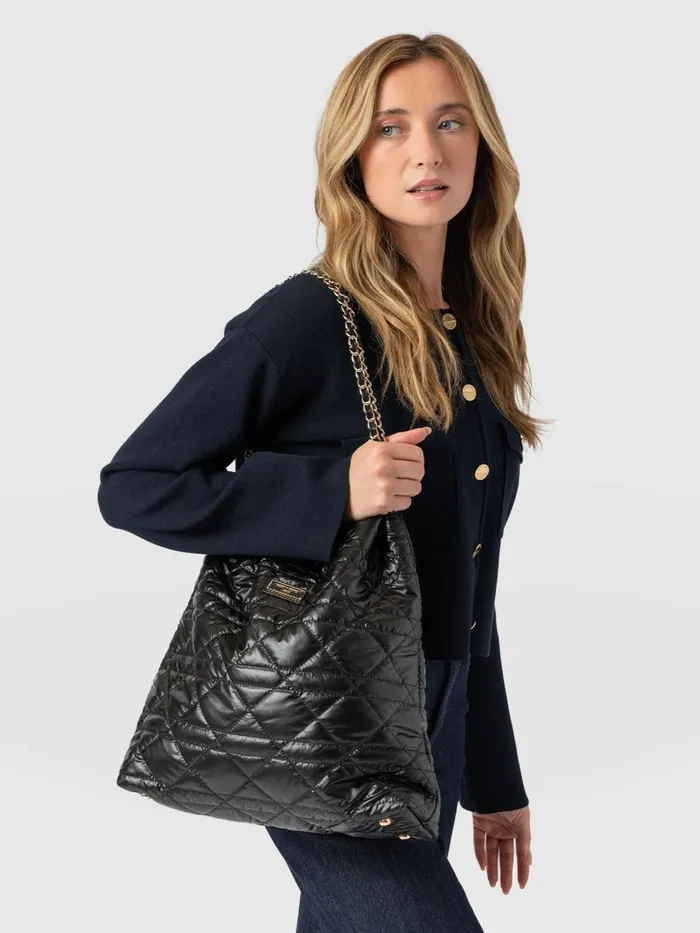 Saint And Sofia Nylon Bags Women Camilla Drawstring Tote Bag 8211 Black Black