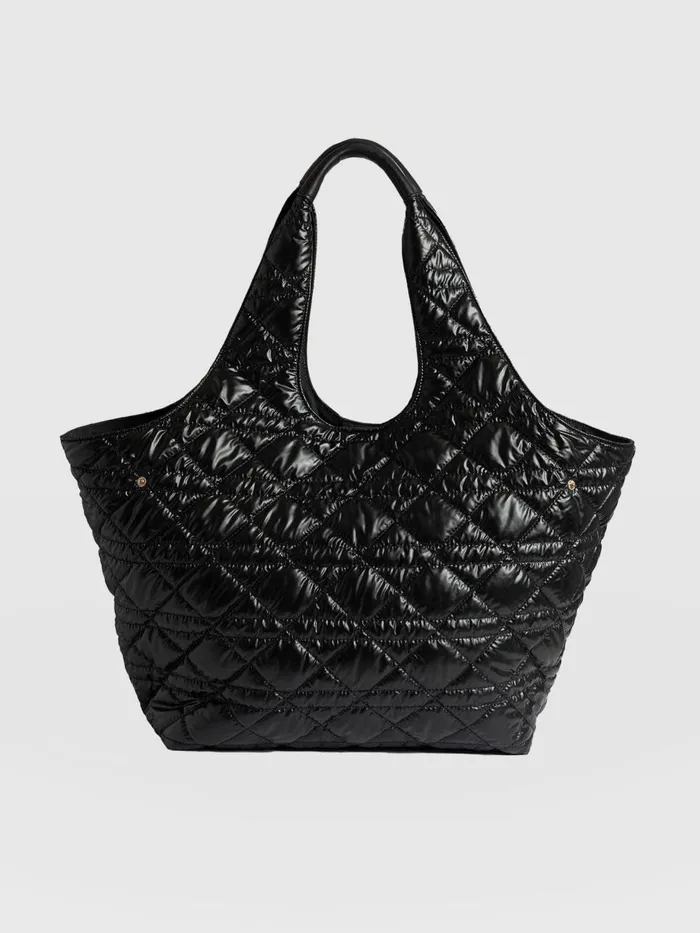 Saint And Sofia Nylon Bags Women Large Stella Quilted Shoulder Tote Bag 8211 Black Black
