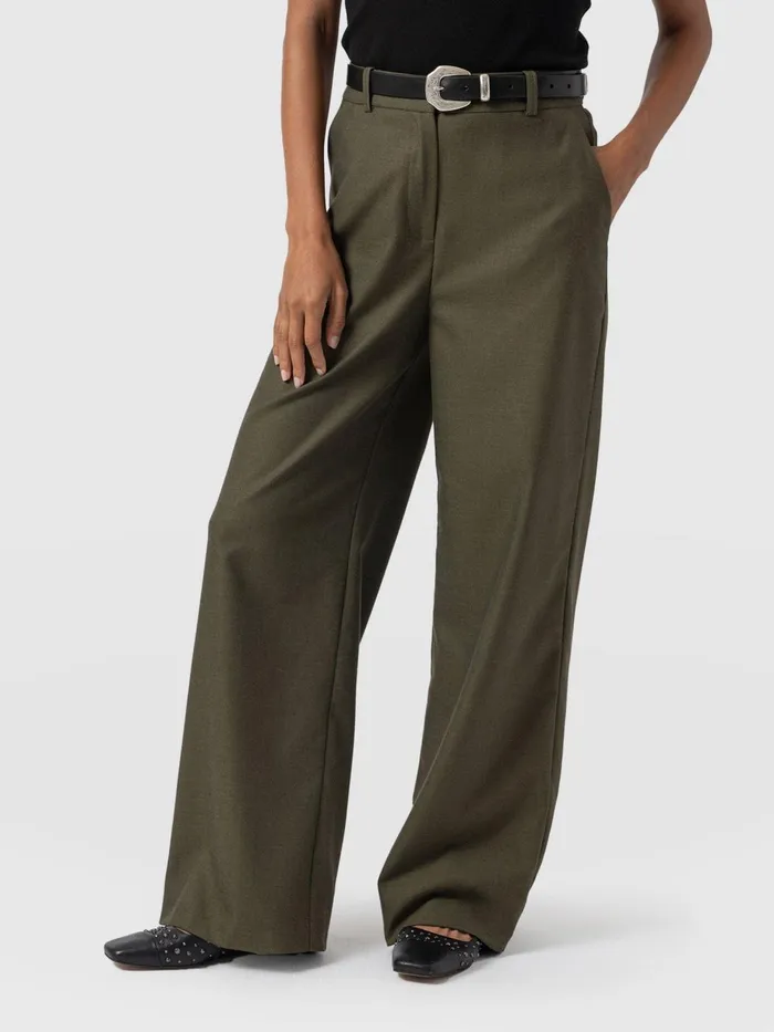 Saint And Sofia Pants Women Argent Wide Leg Pant 8211 Khaki Khaki