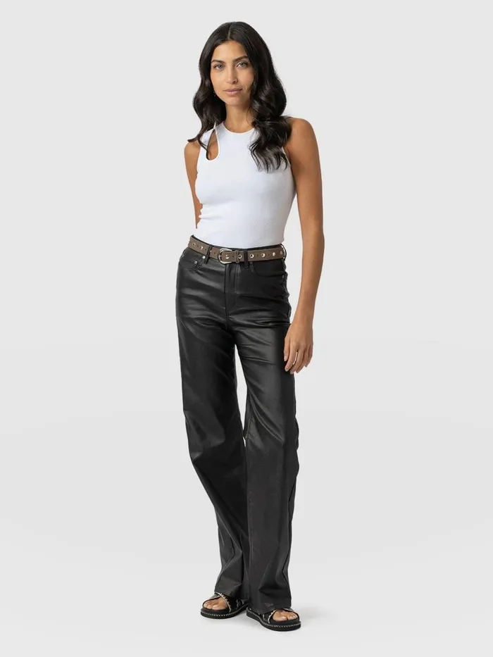 Saint And Sofia Pants Women Maeve Wide Leg Pant 8211 Black Coated Black Coated