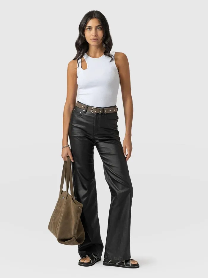 Saint And Sofia Pants Women Maeve Wide Leg Pant 8211 Black Coated Black Coated