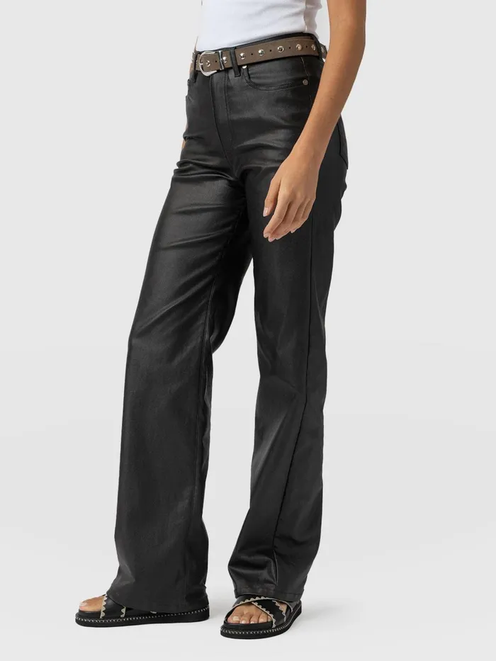 Saint And Sofia Pants Women Maeve Wide Leg Pant 8211 Black Coated Black Coated