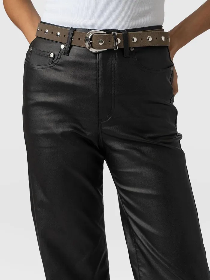 Saint And Sofia Pants Women Maeve Wide Leg Pant 8211 Black Coated Black Coated