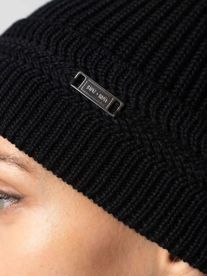 Saint And Sofia Scarves and Hats Women Merino Beanie 8211 Black Black
