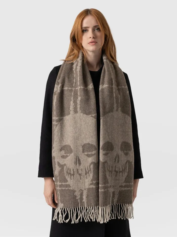 Saint And Sofia Scarves and Hats Women Sutton Skull Scarf 8211 Beige Beige