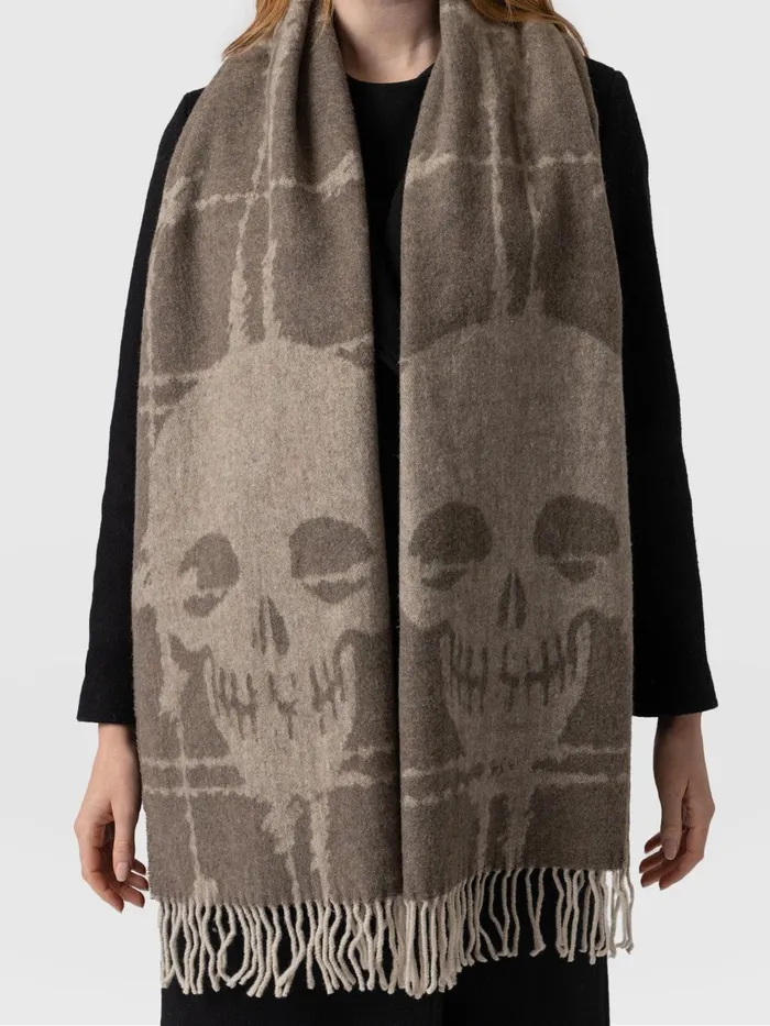 Saint And Sofia Scarves and Hats Women Sutton Skull Scarf 8211 Beige Beige